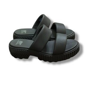 SOREL Ona Streetworks Slide Sandals Women’s Size 8 Black Chunky Platform Casual